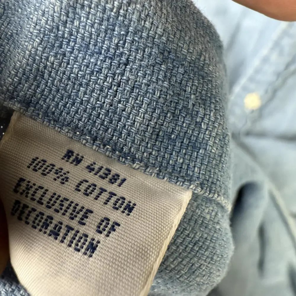 Ralph Lauren Men's Size 2XL XXL Blue Chambray Denim Button Down Shirt Cotton